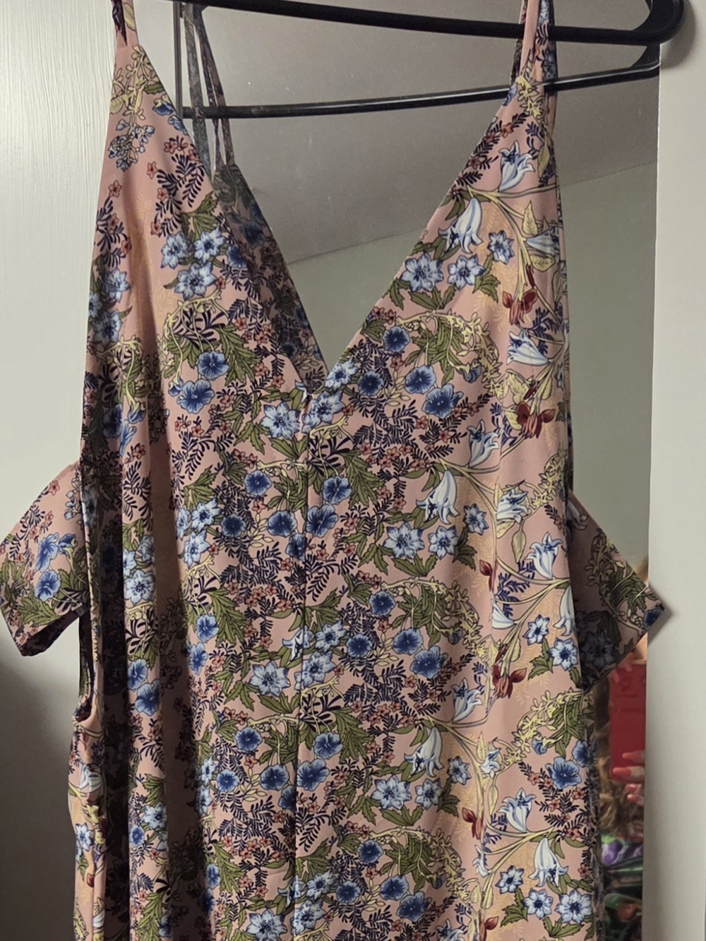 Hummingbird Pink Floral V-Neck Spaghetti-Strap Jumpsuit
